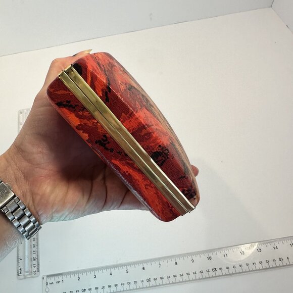 Vintage 1960s Red Clutch Cosmetic Jewelry Purse Vanity Storage MCM Decor - Picture 6 of 8